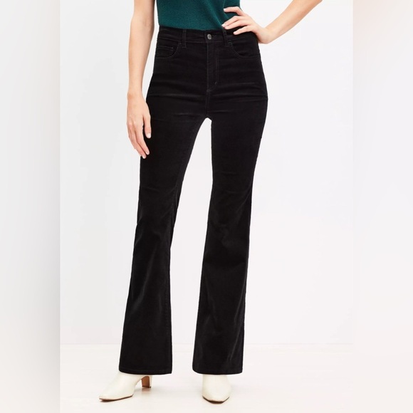 Loft Five Pocket High Waisted Slim Flare Pants in Velvet - Picture 2 of 6
